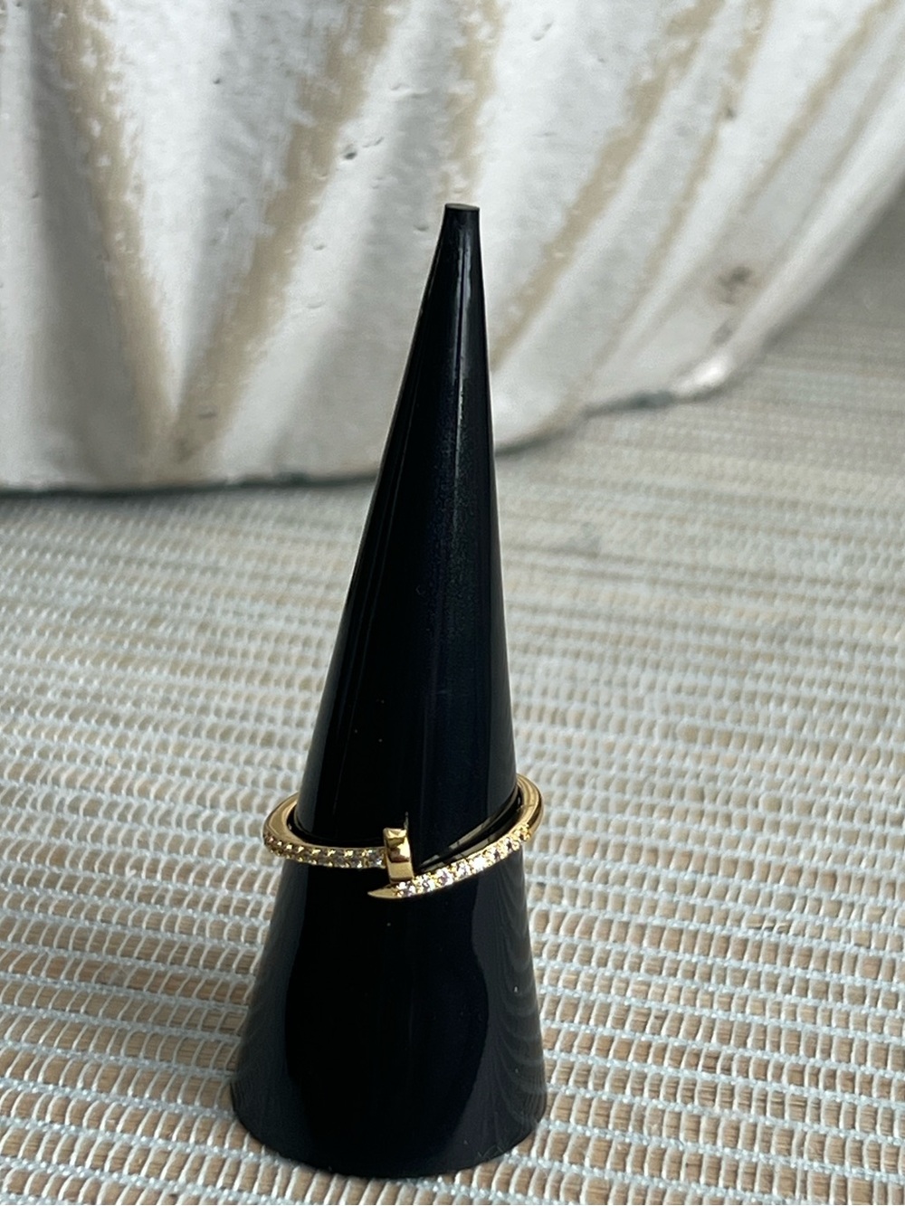 Adjustable thin Gold CZ Wrap nail Ring